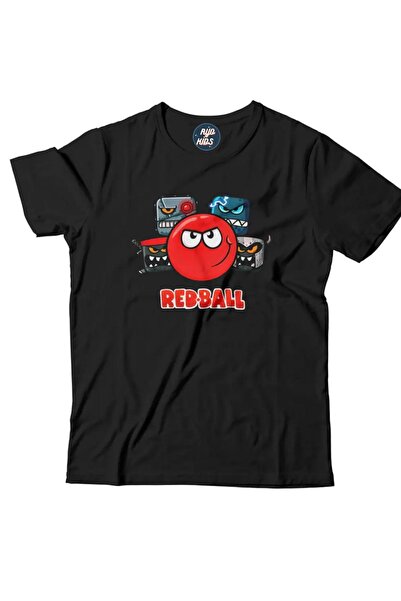 RYO FASHİON REDBALL Printed Unisex Black Short Sleeve Children's T-Shirt