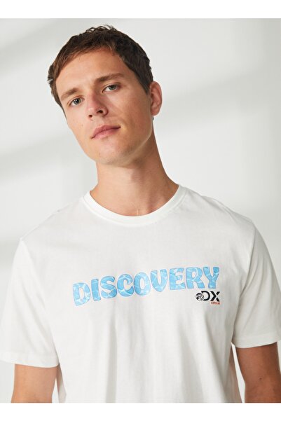 Discovery Expedition طاقم الرقبة المطبوعة أوف وايت تي شيرت رجالي هولدن