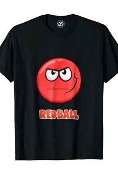 RYO FASHİON Tricou pentru copii REDBALL imprimat unisex negru cu mânecă scurtă