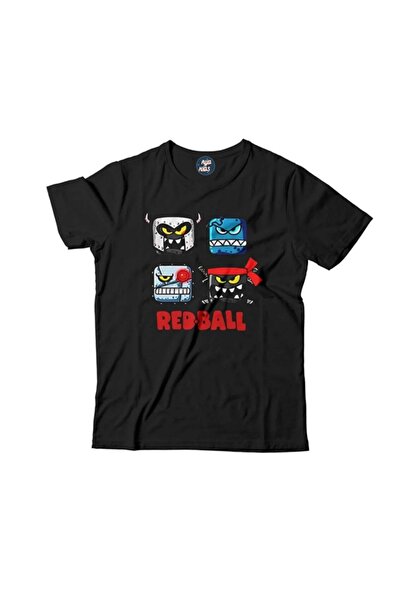 RYO FASHİON Tricou pentru copii REDBALL imprimat, unisex, negru, cu mânecă sc...