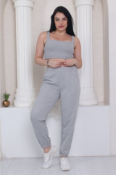 Tight Lady Γυναικείο Γκρι Καλοκαιρινό Ελαστικό Πόδι Κλασικό Φούτερ