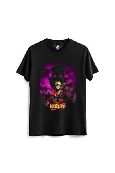 RYO FASHİON NARUTO ANIME LIKSA Tiskana unisex crna dječja majica kratkih rukava