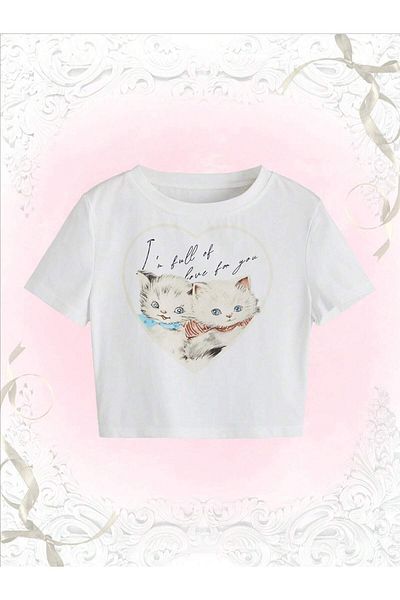 Jose Clothing ΓΥΝΑΙΚΕΙΟ ΚΟΝΤΟΜΑΝΙΚΙ ΛΕΥΚΟ ΤΥΠΩΜΕΝΟ CROP TOP BLUZ