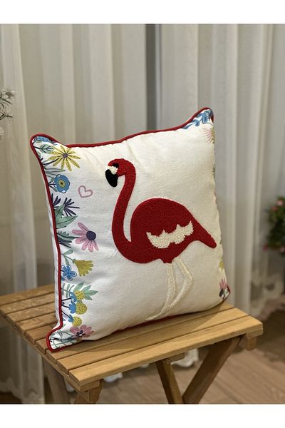 BUGİ HOME COLLECTİON DECORATIVE PUNCH EMBROIDERED CIRLENT CASE WITH SINGLE TIE SWAN