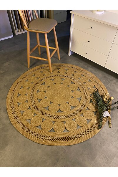 MaVaux Double Daisy Jüt Hasırlı Örgü Kilim