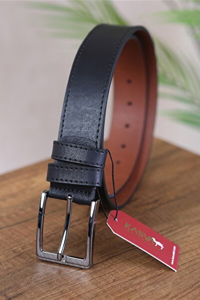 KASVA DERİ 4 Cm Curea de sport artificială din nubuc negru simplu