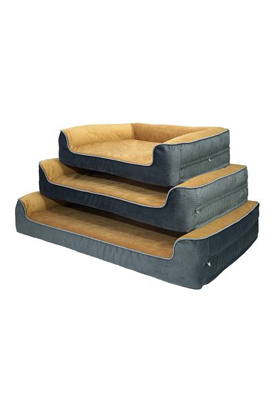 viscopet Premium Sofa Block with Sunger and Mattress Zippered Washable Dog Bed-s-mustardblack