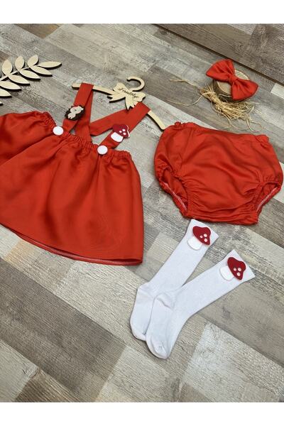 Feriatolye Açık kırmızı kız bebek kirpi mantar konsepti 1 yaş pasta patlatma ...