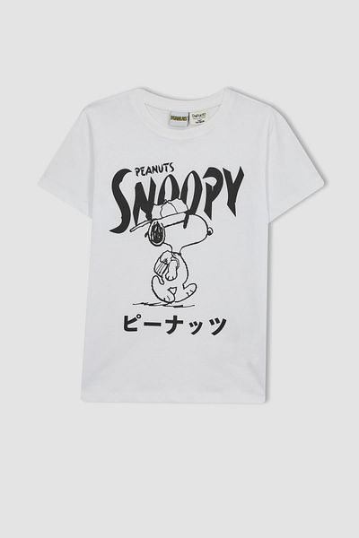 DeFacto Set de pijama cu mânecă scurtă Snoopy pentru băiat, cu pantaloni scurți A8608a823sm