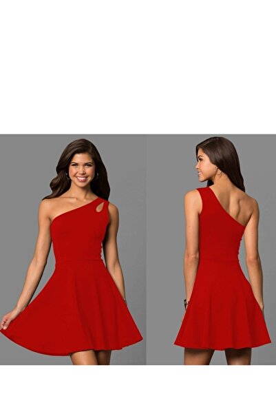 vuvutasarım Stretchy Fabric One-Shoulder Detailed Women's Mini Evening Dress Homecoming Dress - 320