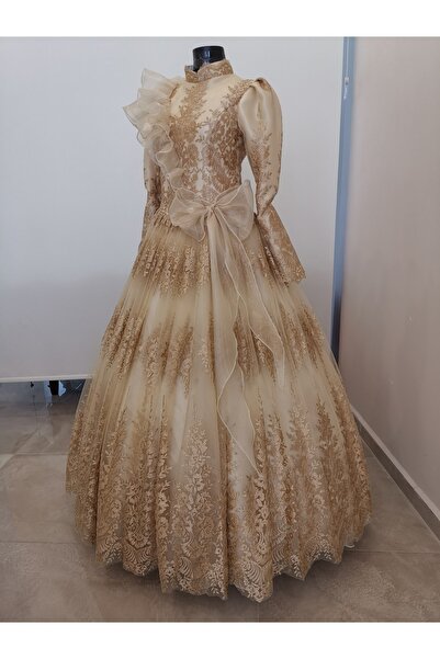 gönül moda Gold Dantel Kına Nişan Tesettür Kıyafeti