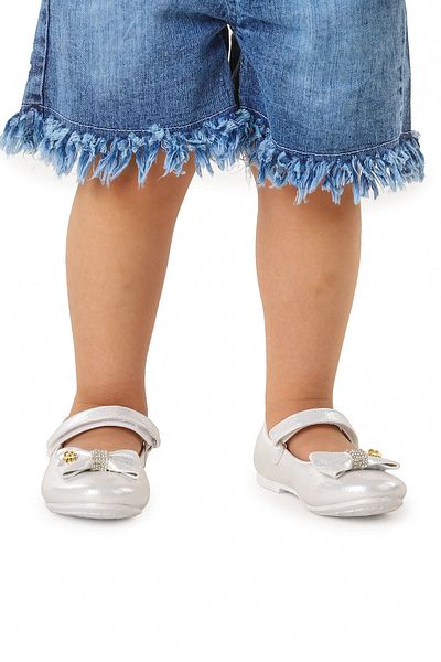 Kiko Kids Girl's Bow Detailed Velcro Ballerina Shoes