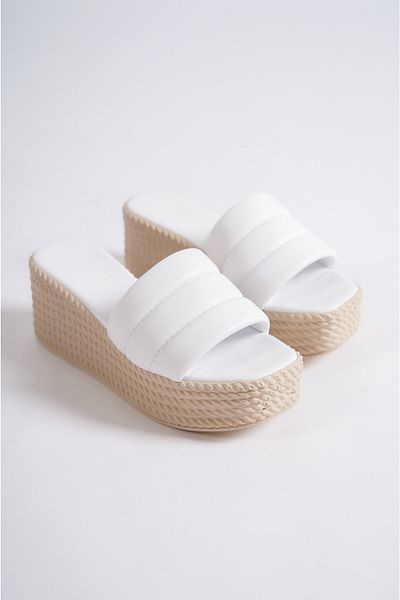 Joy Woman ADARA High/Thick Orthopedic Sole Wedge Heels Women's Daily Slippers KT White