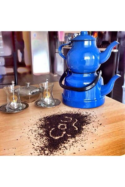 Genel Markalar Büyük Boy Emaye Orjinal Nostaljik Çaydanlık Takımı 1,5lt+3,3 lt