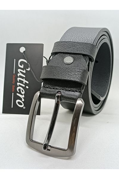 Gutiero Ανδρική ζώνη 100% γνήσιο δέρμα 4 cm μαύρη