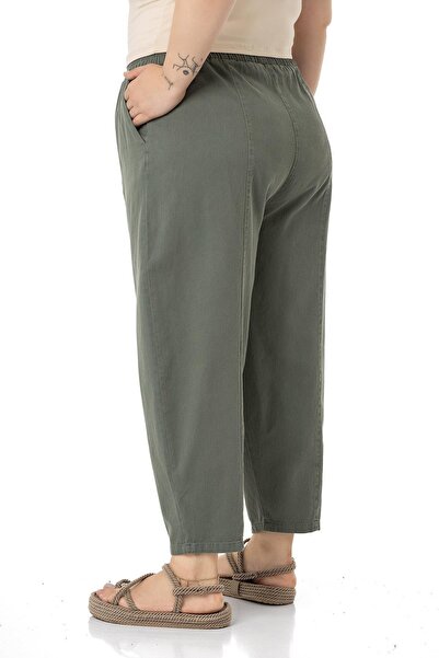 DISENTIS MODEST Large Size Half Shalwar Elastic Waist Khaki Trousers