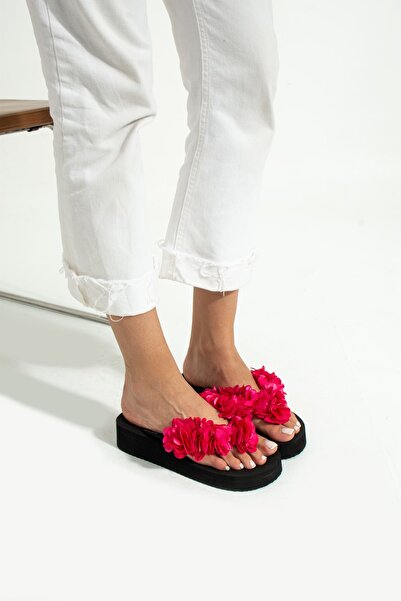 Bermody Papuci de plajă Mia Platform Fuchsia Flip Flops