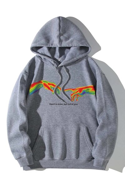 mercoledi Heart is Mine Štampano Unisex Sa kapuljačom Oversize kroj Dukserica