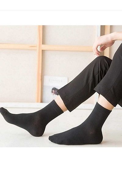 SOYTEMİZ Men's Classic Black Long Sock Socks 8 PAIRS