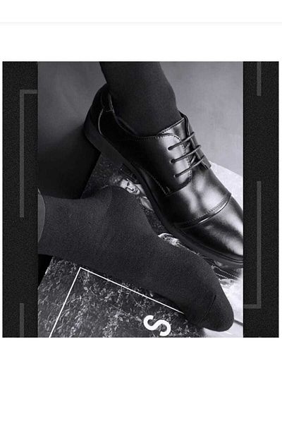 SOYTEMİZ Men's Classic Black Long Sock Socks 8 PAIRS