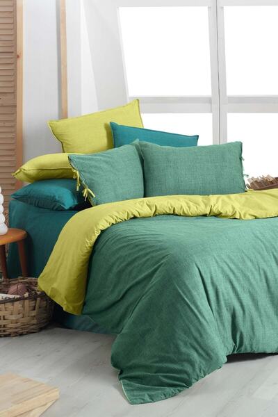 Sarev Σετ Παπλωματοθήκη Montes Green Double 100% Cotton Fancy Poplin
