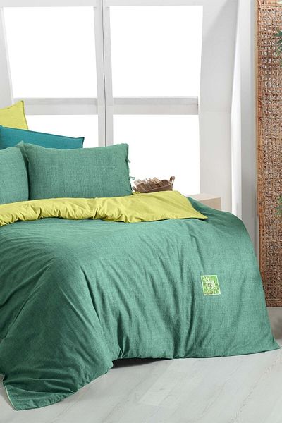 Sarev Σετ Παπλωματοθήκη Montes Green Double 100% Cotton Fancy Poplin