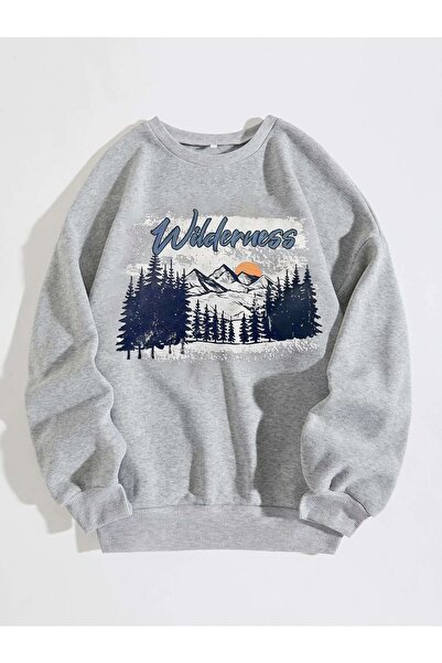 mercoledi Siva okrugla kragna unisex Oversize kroj dukserica