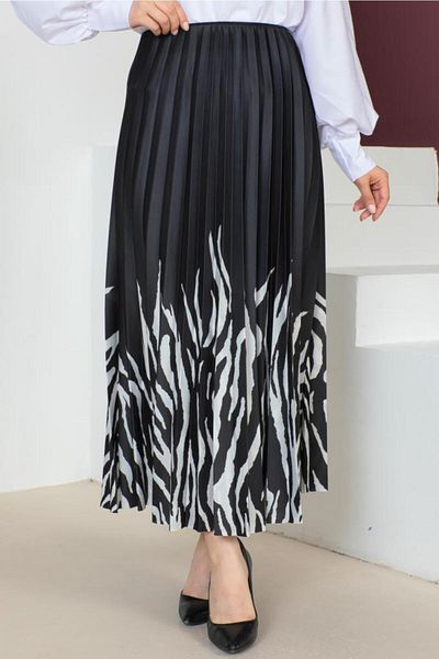 Zeyn 4556 Φούστα Hijab με σχέδιο Μαύρη
