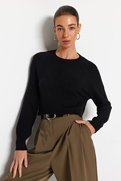 Trendyol Collection Pulover negru premium din fire / tricotaje din fire speciale TWOAW24KZ00137