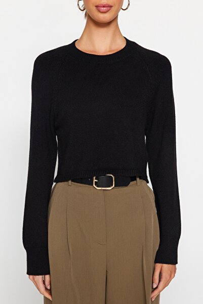 Trendyol Collection Pulover negru premium din fire / tricotaje din fire speciale TWOAW24KZ00137