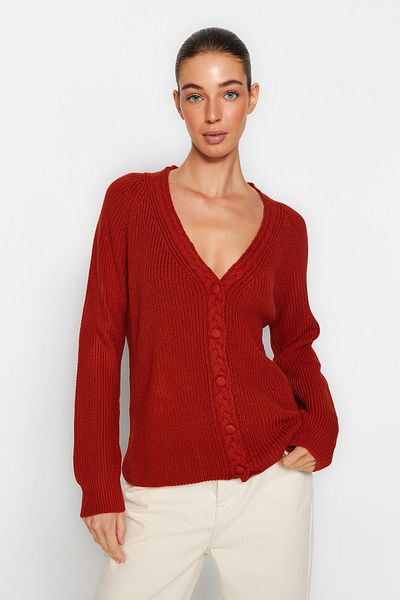Trendyol Collection Tile Wide Fit Soft Textured Knitwear Cardigan TWOAW24HI00170