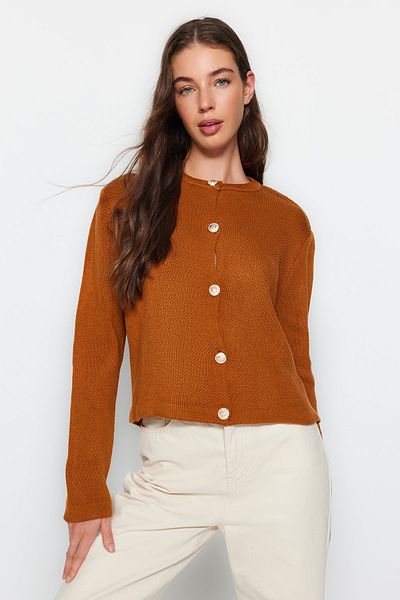 Trendyol Collection Narancssárga Basic kötöttáru kardigán TWOAW24HI00090