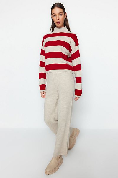 Trendyol Collection Széles szabású csíkos kötöttáru szett - TWOAW24AU00020