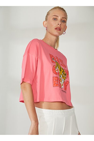 Discovery Expedition Discovery Expedition Bisiklet Yaka Baskılı Pembe Kadın T...