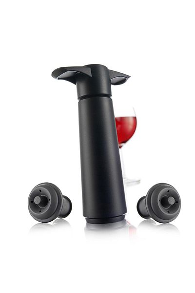 Vacu Vin Black Wine Protector - 1 Pump 2 Plugs - Boxed