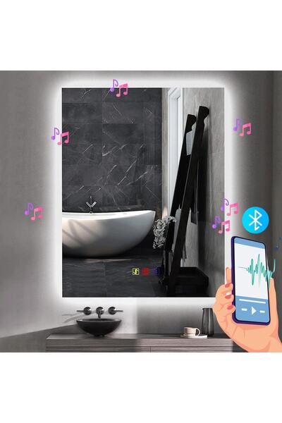 BUGUSAN 80x100(h) cm Bluetoothlu Buğu Çözücülü Dokunmatik Işıklı Ledli Banyo ...