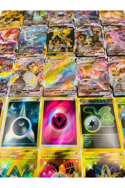 Abetto Market Pokemon GX, Vmax, Vstar and Energy Set 100 Pieces Pokemon Shiny Game Card