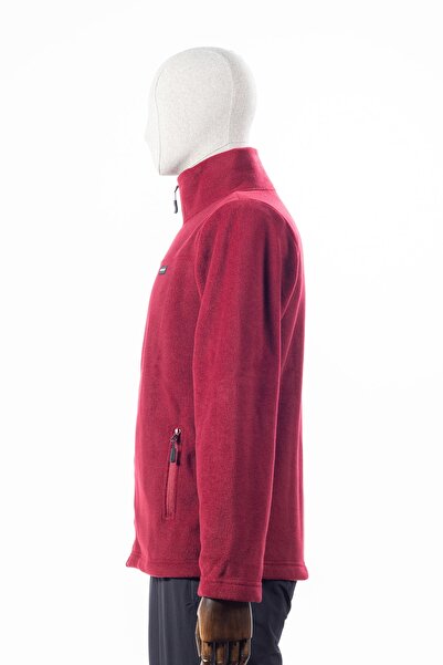 Huğlu Bordo Renk Iki Cepli Fermuarlı Polar Hırka