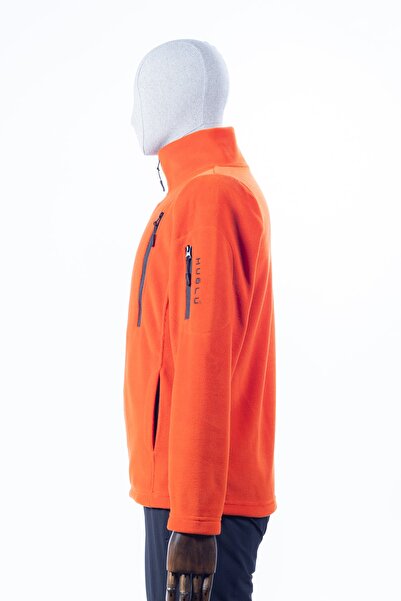 Huğlu 6 Cepli Fermuarlı Turuncu Renk Polar Hırka