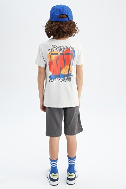 DeFacto Boy's Printed Short Sleeve T-Shirt Shorts Set of 2
