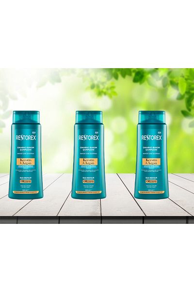 Restorex 500 Ml Keratin and Argan Shampoo - 3 Pieces