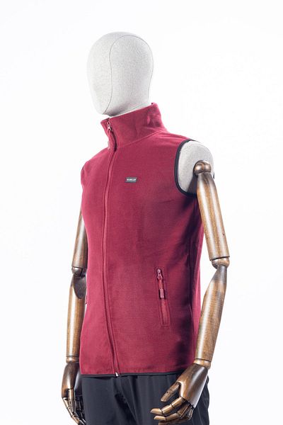 Huğlu Burgundy Color Two-Pocket Zippered Fleece Vest