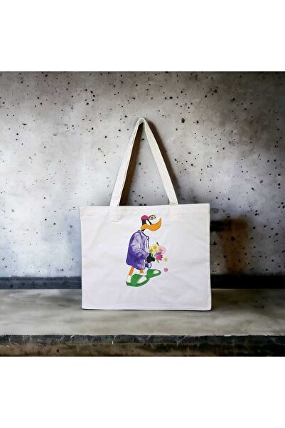 AHMERA Women's Cloth Fabric Duck Printed Zippered Multi-Purpose Bag