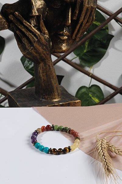 Ssilhoutte Doğaltaş Sertifikalı Doğal Taş Kadın Erkek Çakra Bileklik Turkuaz Yeşim Akik Sitrin 8mm  Bileklik