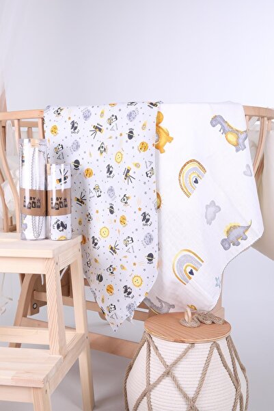Babyhola 80x80cm 85X90cm 2-Piece Muslin Cover Set Patterned Boxed Organic Gift Breastfeeding Bottom Opening Yen