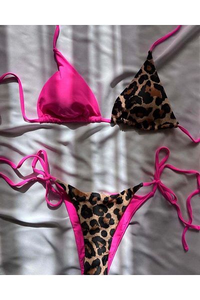nuriçgiyim Leopard Double Color Bikini Set