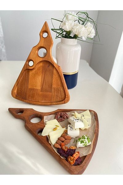 HBS Art Design Wooden Cheese Presentation Board Beech Tree