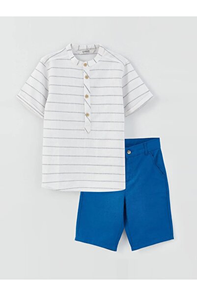 LC Waikiki Cămașă și pantaloni scurți pentru băiat cu guler Lcw Kids Judge