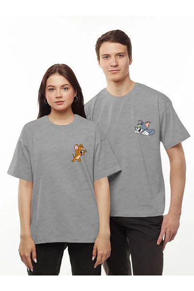 Pear Wear Tricou Tom și Jerry Set cuplu drag Negru Alb Tricou supradimensionat pentru cuplu
