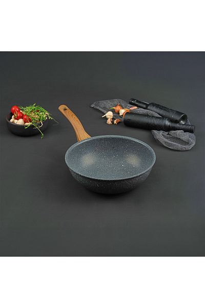 Leydi Marble Natura Granite Wok Pan 26 Cm